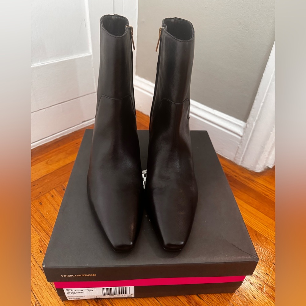 Vince Camuto Sleek Black Ankle Booties